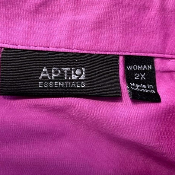 Apt 9 Essentials Woman 2X Pink Long Sleeve Button Down Shirt Top Blouse - Picture 3 of 8
